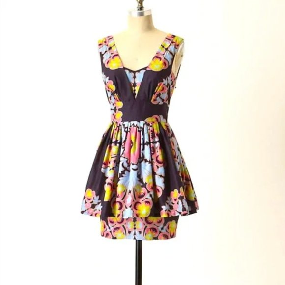 Anthropologie Dresses & Skirts - Anthropologie Leifsdottir Lotus Awakening Navy Print Dress Size 0